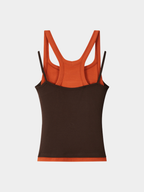 Caveveil - Women's Faux Two-Piece Ribbed Tank Top